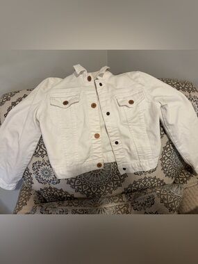 GAP White Kids Denim Jacket with Button Front